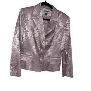 Vintage kasper 12 petite dusty pink rose floral blazer jacket like new